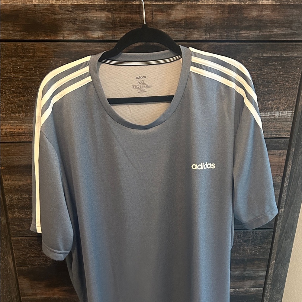 Adidas Men's blueish grey climalite Tee with White Accents